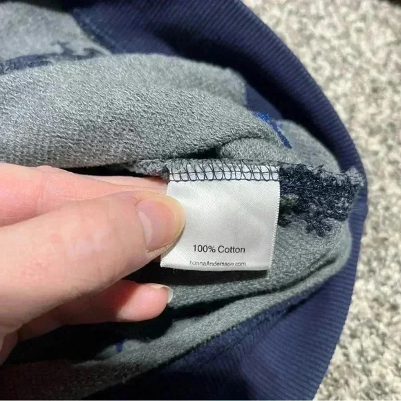 Hanna Andersson Blue Stripe Sweater Elbow Patches Embroidered Dragon Size 150 - Picture 6 of 9